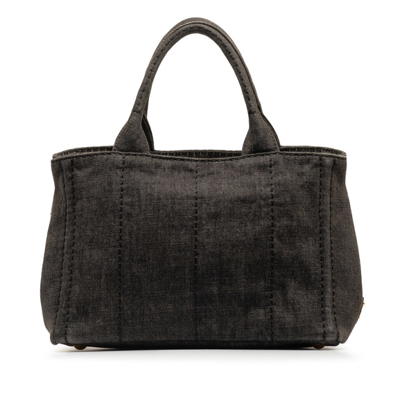 PRADA Canapa Logo Denim Satchel - Picture 3 of 11